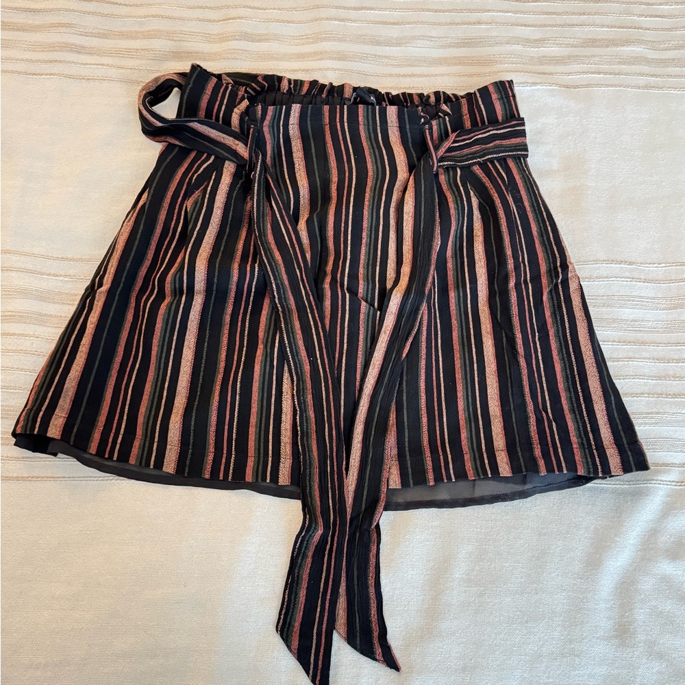 American Eagle Outfitters Black and Pink Striped Skirt